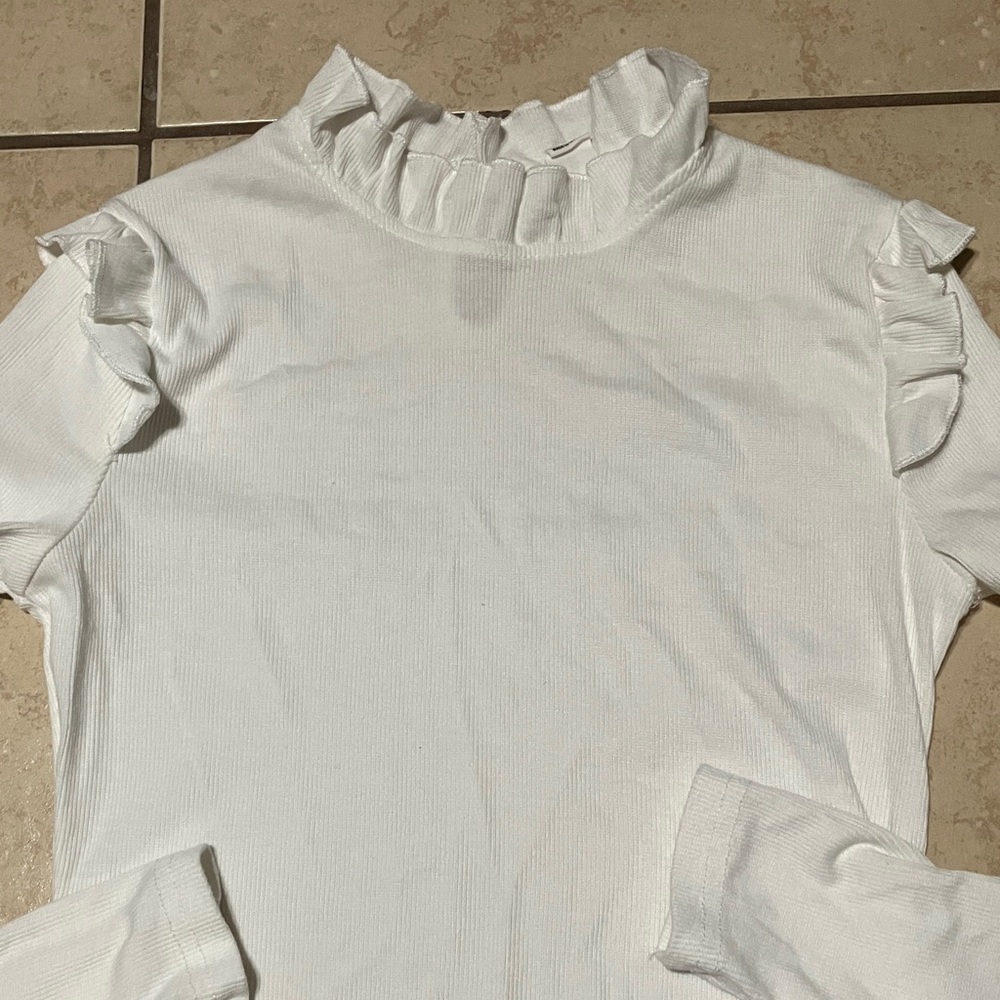Women's Ruffled White Top